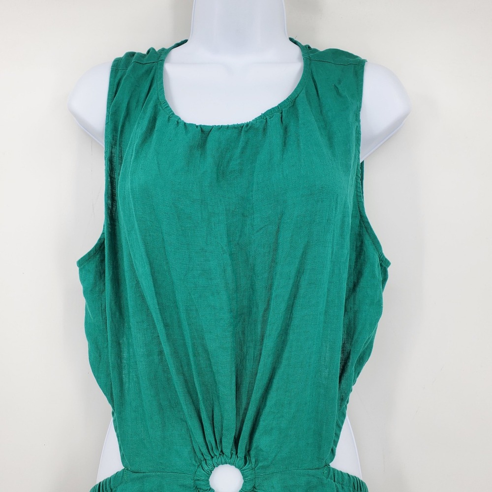 The Drop Women's Green 100% Linen Cutout Ring Detail Midi Dress XL Resort Lagen - Picture 16 of 16